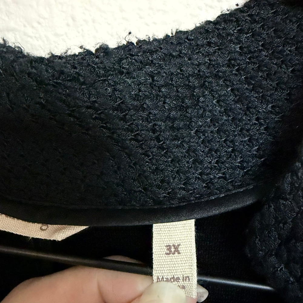 Soft Surroundings Blazer 3X Black TexturedOpen Front Cardigan Jacket Academia - Picture 4 of 8